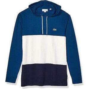 Lacoste Mens Long Sleeve Colorblock Jersey Hoodie Blue White Alligator XL NWT